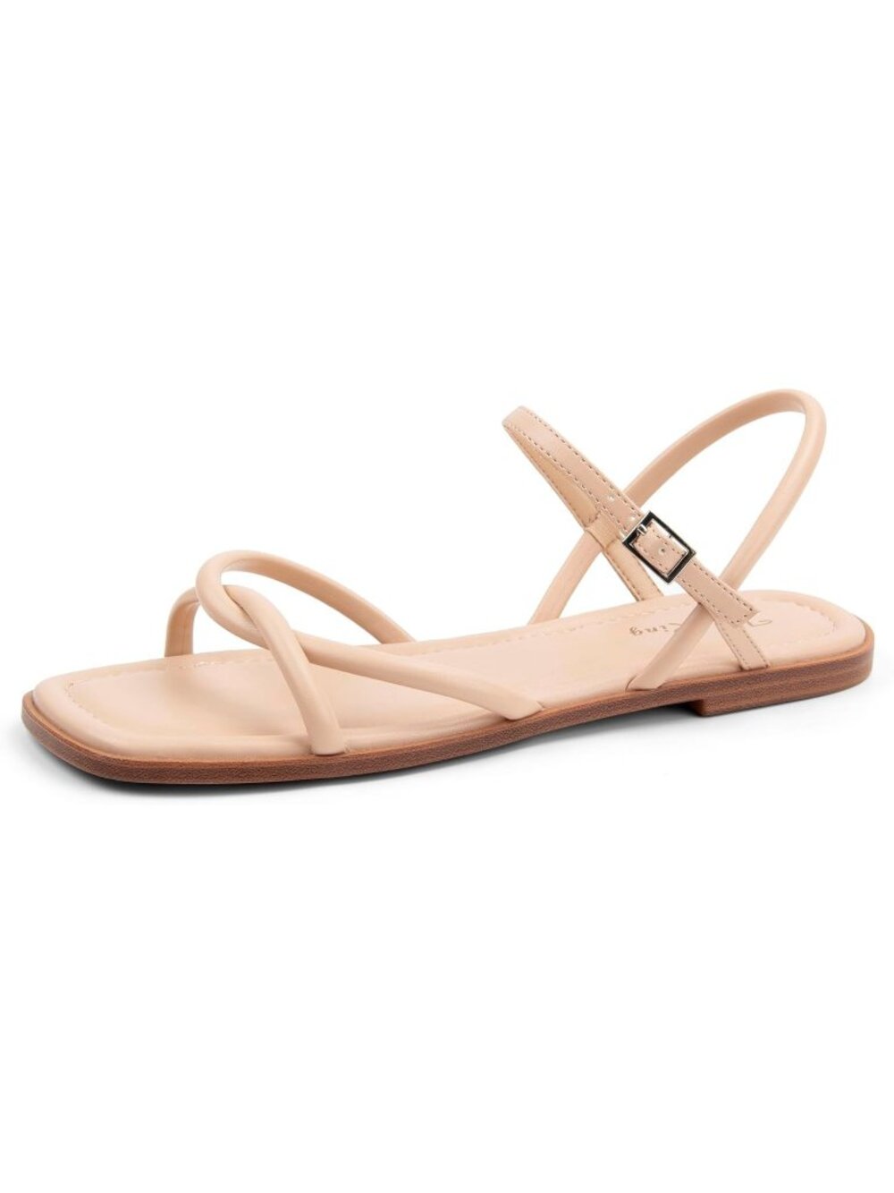 Women's Nude Summer Comfortable Cross-Strap Design Square-Toe Beach Sandals